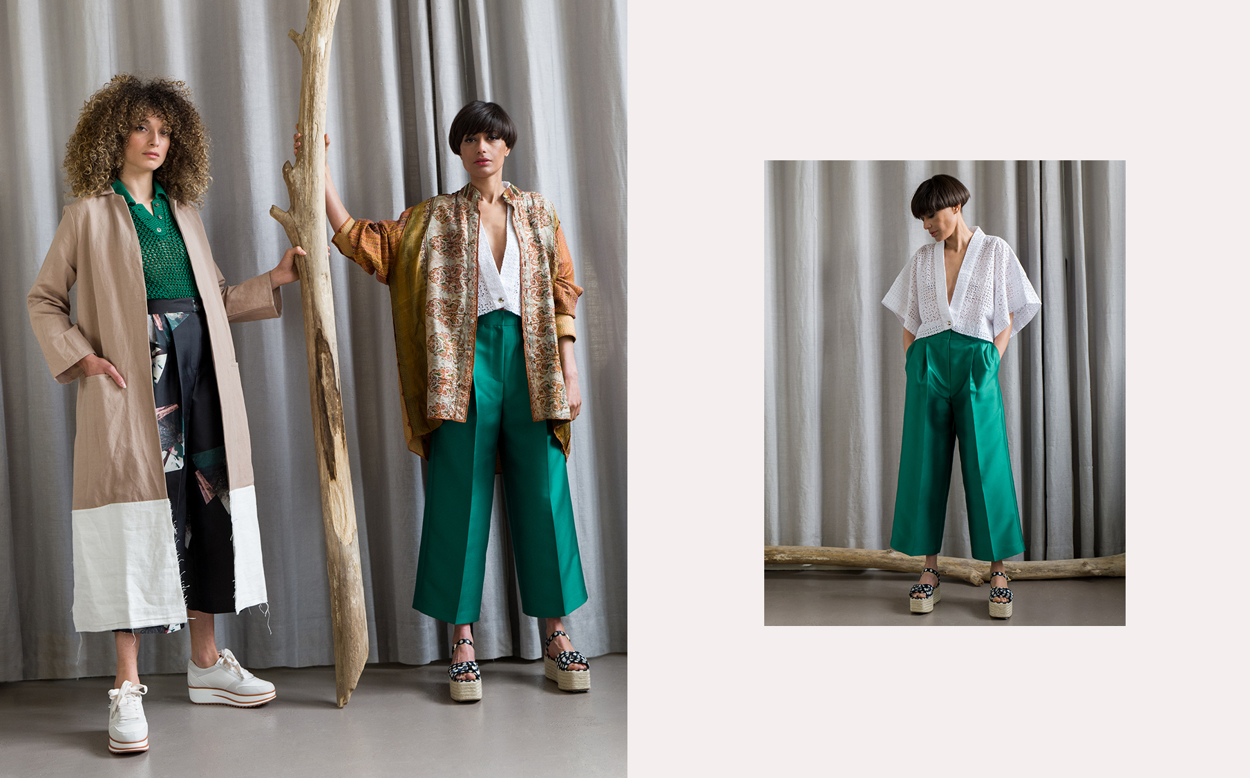 manteau long en lin bio Zii Ropa polo ajouré Zara - R1010760 magnifique haut manches courtes en dentelles anglaises pantalon cropped satiné