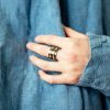Oxidised silver basic ring -anneau en argent oxydé-Bague Dualité-Bague Basic argent anneau spirale laiton-Duality ring-bague-argent-oxyde-2-en-1-davila-affaires-etrangeres-laiton