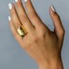bague intemporelle bi-texturée I argent massif doré or 18 carats I Elliade bijoux I vue de face I Label AÉ Paris