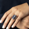 bague Bouquet I argent massif émail bleu nuit I Elliade I vue portée I Label AÉ Paris