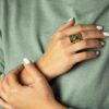 Bague joaillerie Mosaïque I Argent massif doré or et emailI Elliade bijoux I vue de face 2 I Label AÉ Paris