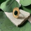 Bague réglable I cabochon de jade vert emeraude I argent massif doré à l'or 18 carats I Elliade Paris I vue principal I Label AÉ Paris