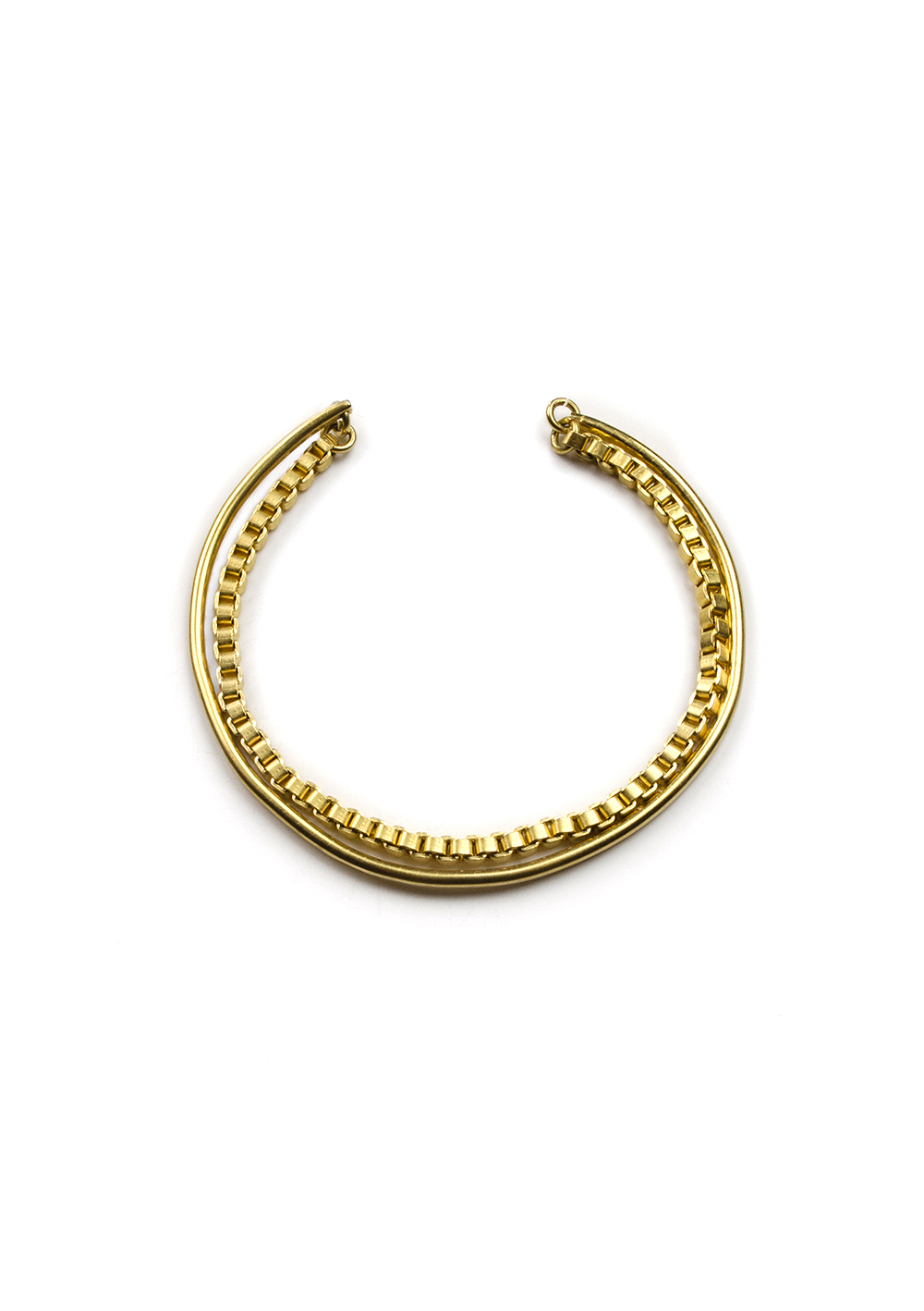 Bracelet Jonc ouvert à chaine – Doré à l’or fin 24 carats | Bresma | Label AÉ Paris - Image 1 Bracelet Jonc ouvert à chaine – Doré à l’or fin 24 carats | Bresma | Label AÉ Paris - Image 1
