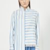 Chemise asymétrique en soie avec rayures et col mandarin - image 1