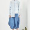 Chemise asymétrique en soie avec rayures et col mandarin - image 3