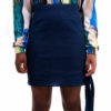 Mini jupe taille haute – Bleu foncé – Vue de face | Label AÉ