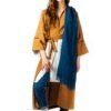 Long trench kimono 100% lin et bicolore blanc et ocre de la maison Tremblepierre