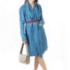 Longue veste kimono et écharpe 100% lin de la maison Bleu de Cocagne teintée à la main au pastel naturel en France.