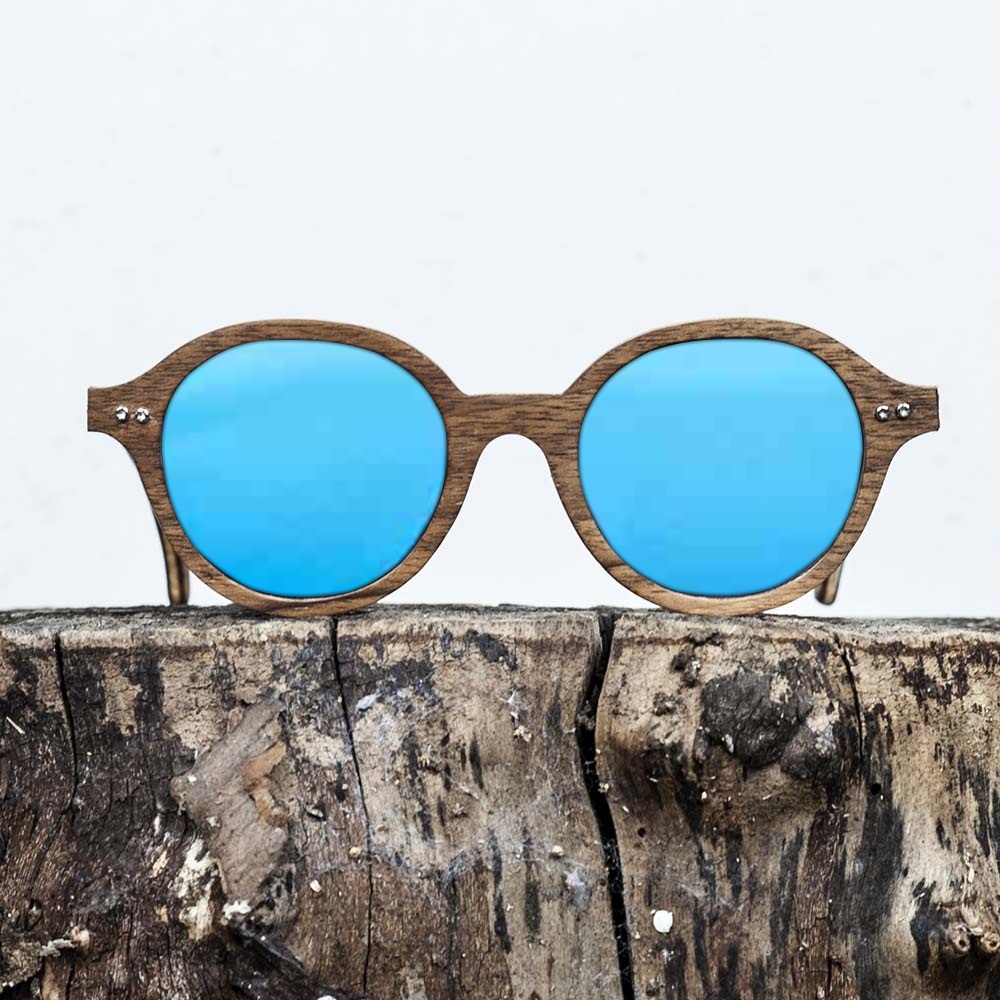 Lunette de soleil en bois de noyer - Verre bleu - Wood Light - JFK Lunette de soleil en bois de noyer - Verre bleu - Wood Light - JFK