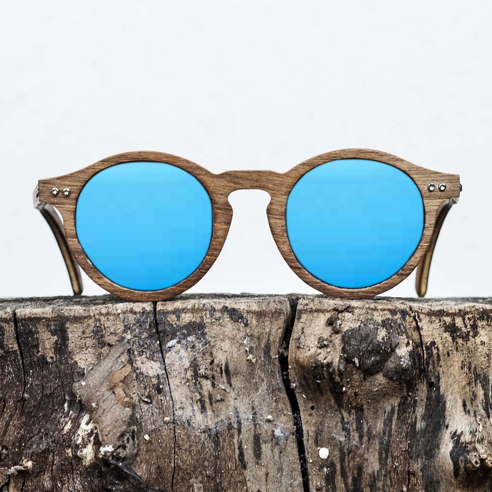 Lunette de soleil en bois de noyer - Verre bleu - Wood Light - MXP Lunette de soleil en bois de noyer - Verre bleu - Wood Light - MXP