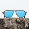 Lunette de soleil en bois de noyer - Verre bleu - Wood Light - LAX