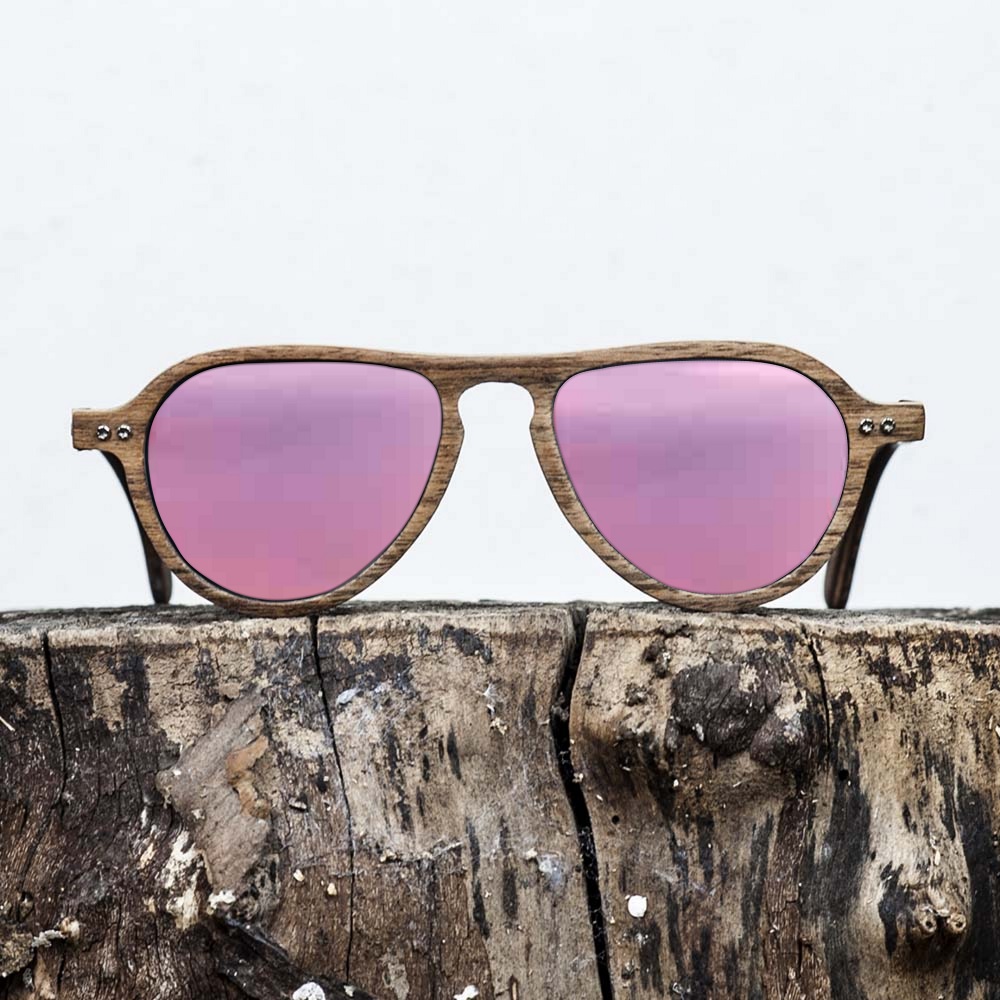 Lunette de soleil en bois de noyer - Verre rouge - Wood Light - LAX Lunette de soleil en bois de noyer - Verre rouge - Wood Light - LAX