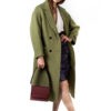 Manteau croisé vert amande en laine LOOKAST