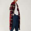 Manteau long en laine à carreaux rouges personnalisabe du créateur Tremblepierre - 3