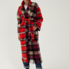 Manteau long en laine à carreaux rouges personnalisabe du créateur Tremblepierre - 1