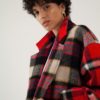 Manteau long en laine à carreaux rouges personnalisabe du créateur Tremblepierre - 2