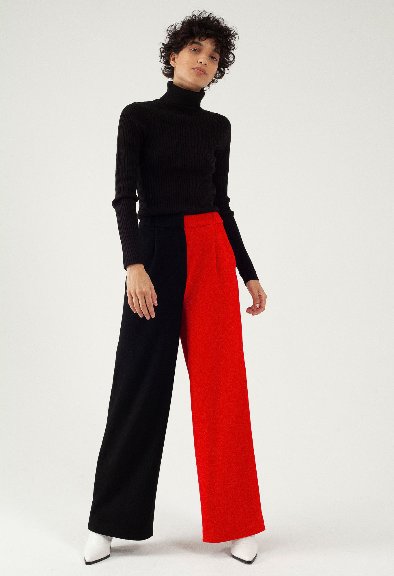 Pantalon large en laine et cachemire – Bicolore Noir/rouge – Tremblepierre | Label AÉ - Image 2 Pantalon large en laine et cachemire – Bicolore Noir/rouge – Tremblepierre | Label AÉ - Image 2