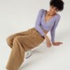 Pantalon palazzo large camel en laine et cachemire du créateur Tremblepierre - 4