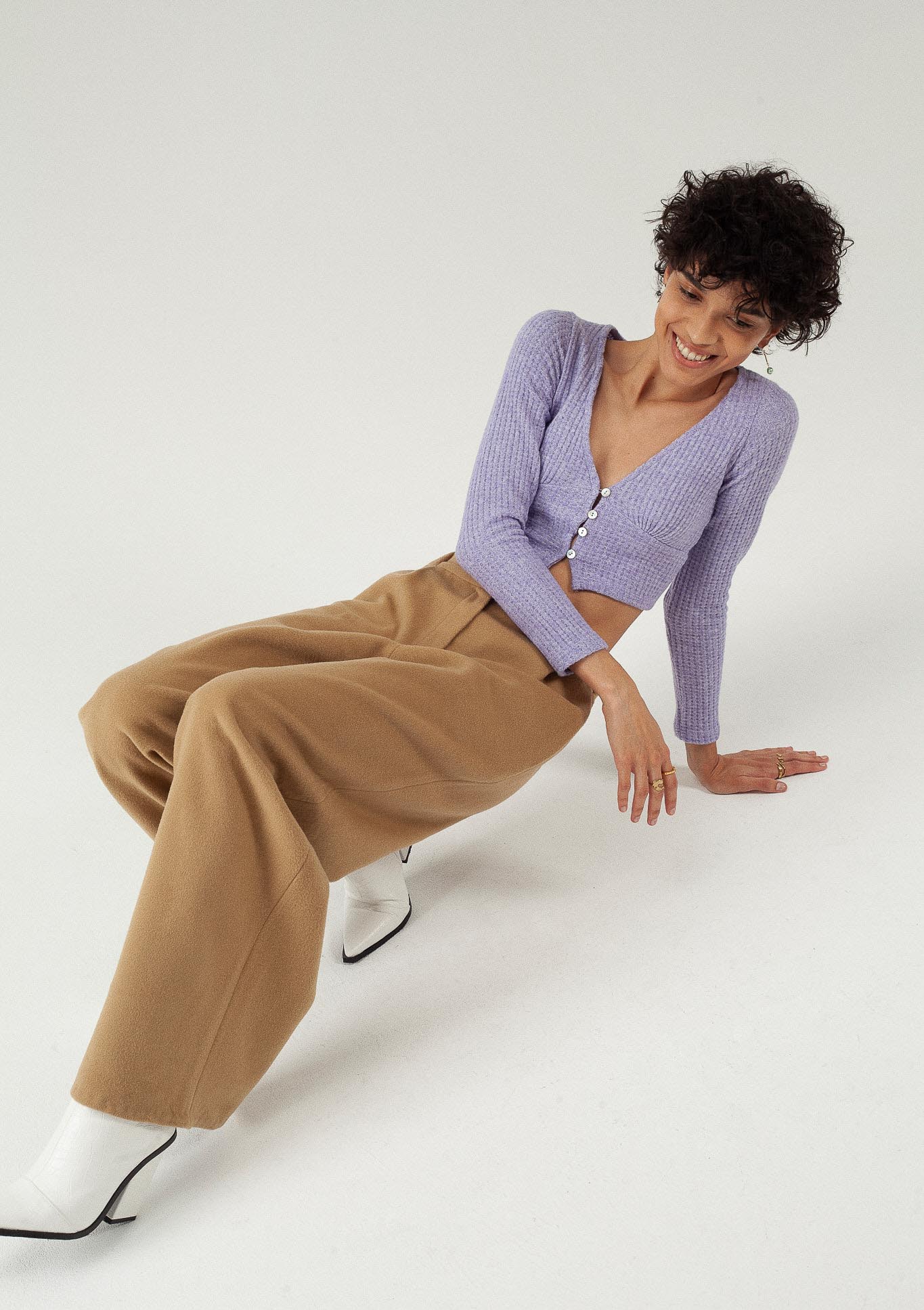 Pantalon palazzo large camel en laine et cachemire du créateur Tremblepierre - 4 Pantalon palazzo large camel en laine et cachemire du créateur Tremblepierre - 4