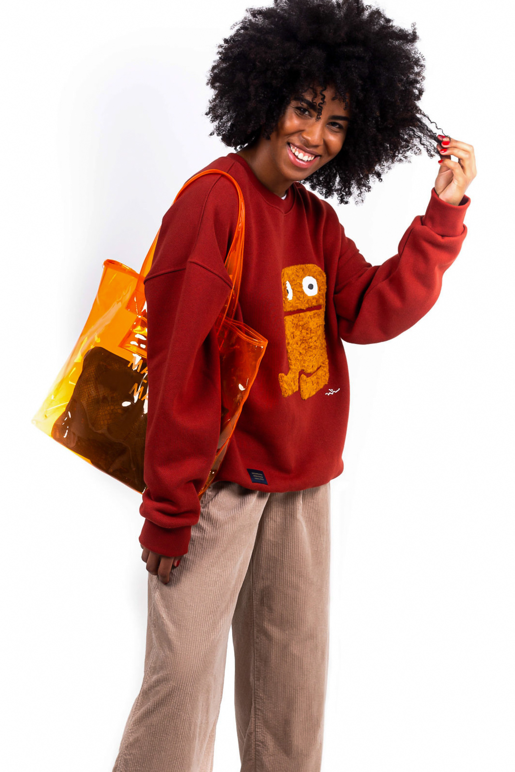pull-sweat-plush-motif-ground-work-affaires-etrangeres-look Sweatshirt à motif