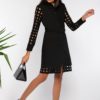 Robe chemise ajourée I En denim noir et coton I Anissa Aïda I Vue en mouvement I Label AÉ Paris