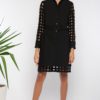 Robe chemise ajourée I En denim noir et coton I Anissa Aïda I Vue de face I Label AÉ Paris