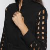 Robe chemise ajourée I En denim noir et coton I Anissa Aïda I Vue en détail I Label AÉ Paris