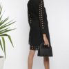 Robe chemise ajourée I En denim noir et coton I Anissa Aïda I Vue de dos I Label AÉ Paris